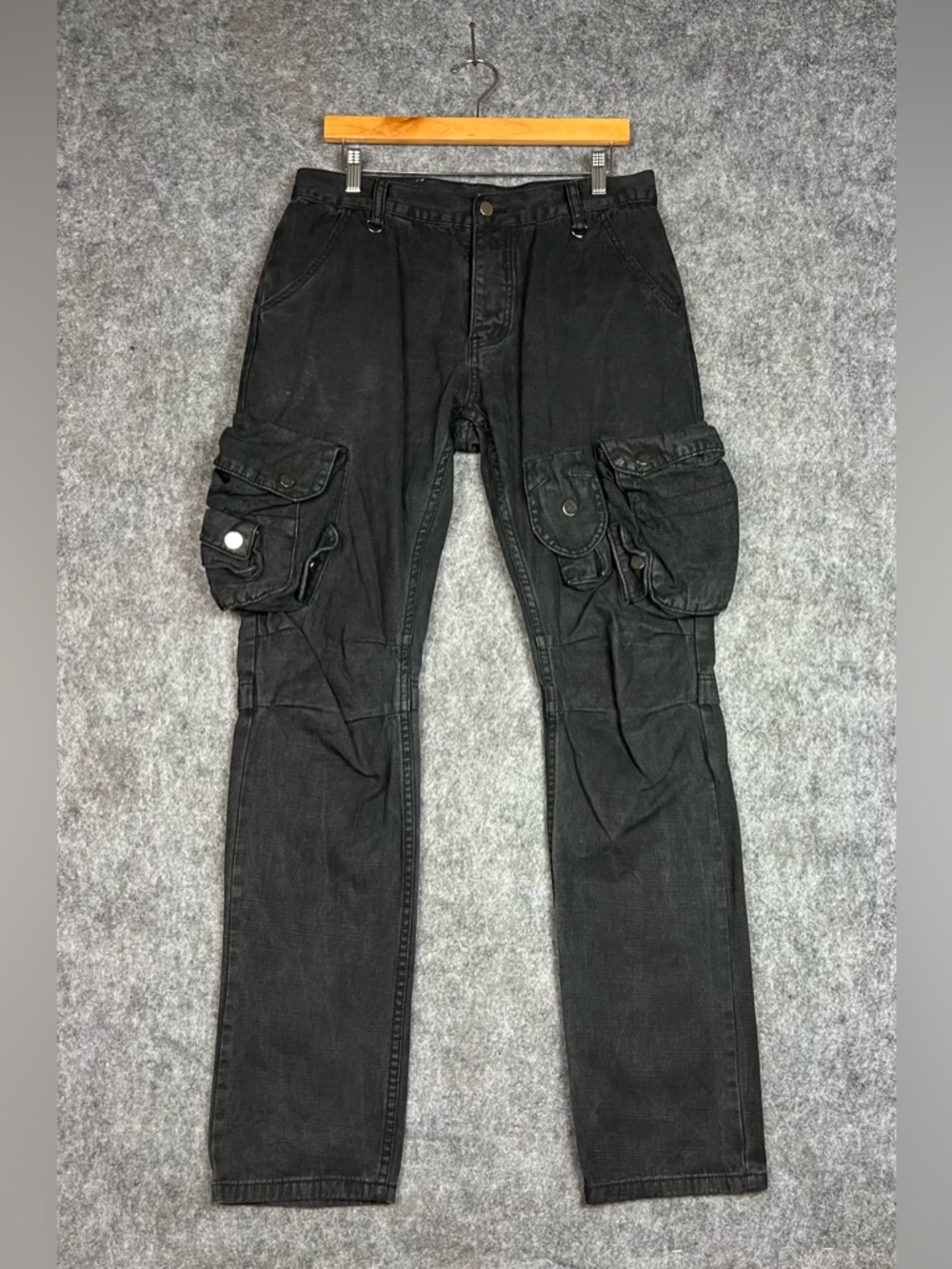 MNML Jeans Black Tactical Cargo Pants  Multi-Pocket Utility Design Men’s 34x33